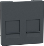 Cover plate, with lid for 2 data socket, anthracite, Merten System M MEG4562-0414 | 4042811151959