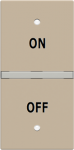Color: Champagne.   Rocker cover with On/Off symbol for KNX sensor/actuator.   Suitable for codes: right position of RS/U 2.1, RA/U 1.16.1 and RA/U/ 2.8.1.   Size: 1 module. 2CLA212152N1901 | 8427238248028