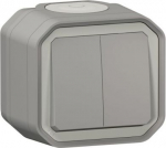 PLEXO 2 GANG 2-WAY SWITCH OR 2 GANG PUSH BUTTON - GREY - SURFACE 069715L | 3414971881891