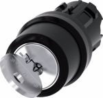 RONIS key-operated switch, 22 mm, round, plastic, lock number SB30, with 2 keys, 2 switch positions O<I, momentary contact type, Actuating angle 45�, 10:30h/12h, key removal O, possible special locks: SB31, 421, 455 3SU1000-4BC01-0AA0 | 4011209962545