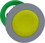 Harmony XB5, Flush mounted push button head, plastic, yellow, 30mm, push-push, grey bezel ZB5FH05C0 | 3606489773021