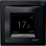 Thermoregulator DEVIreg Touch, from +5&deg;C to +45&deg;C, 16A, with floor sensor and room sensor, black 140F1069 | 5703466225608