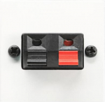 Color: White.   Front: 2x spring speaker terminals (Red/Black).   Rear: 2x screw terminals.   Size: 2 modules. 2CLA225710N1101 | 8427238143002