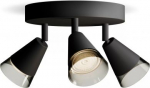 Ceiling/wall spotlight Cleft, GU10, on one plate, 3x5W, IP20, black 929004108901 | 8720169300057