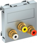 Media adapteris audio/video 3x vietīgs, rozete-rozete 45x45mm, PC, alumīnija lakots 6105192 | 4012195899747