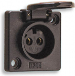 1-gang socket outlet with lid, 16A 24VDC IP34 Black 303036000 | 6438054001584