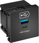 MTG-2UC QC SWGR1, USB charger 3A, 1xUSB-A, 1xUSB-C, black 6105312 | 4012197513269