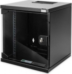 10&Prime; Wall-mounted switch cabinet 6U, depth: 30cm, black, glass door DN-10-06U-B | 4016032466253