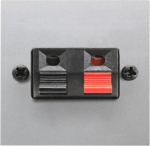 Color: White.   Front: 2x spring speaker terminals (Red/Black).   Rear: 2x screw terminals.   Size: 2 modules. 2CLA225710N1301 | 8427238143019