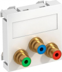 Media adapteris video tulpe 3x vietīgs, rozete-rozete 45x45mm, PC, dzidri balts, 9010 6105138 | 4012195899204