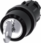 RONIS key-operated switch, 22 mm, round, plastic, lock number SB30, with 2 keys, 3 switch positions I-O-II, latching, actuating angle 2x45�, 10:30h/12h/13:30h, Key removal I+O+II, possible special locks: SB31, 421, 455 3SU1000-4BL11-0AA0 | 4011209962552