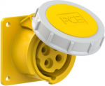 CEE-flanged socket 4x16A (3P+PE) 4h IP67 75x75 yellow 3142-4 | 9003399135156