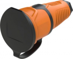 Rubber socket outlet 250V AC, 3x16A (2P+E), IP54, with cap, TPE/TPE, Taurus2, Schuko, orange/black 2521-OS | 9003399472671