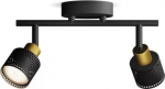 Ceiling/wall spotlight Niall, GU10, 2x5W, IP20, black and brass 929004109101 | 8720169300095