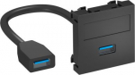 Media adapteris,USB 3.0 A-A ar kabeli, rozete-rozete 45x45mm, PC, pelēkmelna, 7021 6104925 | 4012195899709