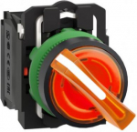 Illuminated selector switch, Harmony XB5, grey plastic, orange handle, 22mm, universal LED, 2 positi XB5AK125B5 | 3389110903607