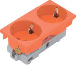 2-gang Schuko-socket-outlet Rastec 45, 2-pole 20&deg; 16A/250V pure orange ESR2202004 | 4012002245965