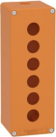 Empty control station, Harmony XAP, XB2 SL, zinc alloy, orange, M25, 6 cut outs 22mm, 80x220x77mm XAPO4506 | 3389119013543