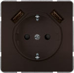 Socket outlet, with 2xUSB, 10/16A, Chocolate brown, DELTA style 5UB1870-0CH01 | 4001869583662