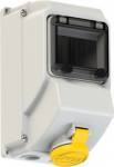 Wall mounted socket 3x16A (2P+PE) 4h IP44 with window 75133-4 | 9003399099342