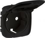 Cover plate Valena Allure - 2P+E socket - with flap - German standard - black 754848 | 3414970509161