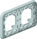 Flush mounting support frame Plexo IP 55 - 2 gang horizontal - grey 069683 | 3245060696832