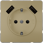Socket outlet, with 2xUSB, 10/16A, malt gold, DELTA style 5UB1870-0MG01 | 4047624274444