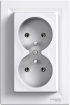 Socket outlet, 2-gang, with frame, with pin earthing, 16A, white, Asfora EPH9800221 | 3606480527692