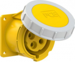 CEE-flanged socket 4x32A (3P+PE) 4h IP67 75x75 yellow 3242-4 | 9003399301490