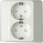 Double socket outlet, Artic cover, screwless, S30 insert, White, Exxact WDE002599 | 3606485407821