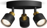 Ceiling/wall spotlight Niall, on one plate, GU10, 3x5W, IP20, black and brass 929004109401 | 8720169300156