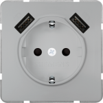 Socket outlet, with 2xUSB, 10/16A, platinum metallic, DELTA style 5UB1870-0PM01 | 4001869565576