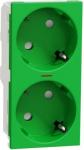 2 Socket-outlet, New Unica, mechanism, 2P + E, 16A, Schuko, with shutter, glossy, untreated, green NU306706AS | 3606489454364