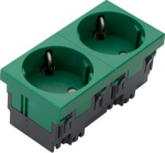 2-gang Schuko-socket-outlet Rastec 45, 2-pole 33&deg; 16A/250V mint green ESR2336029 | 4012002246009