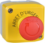 Yellow station, 1 red mushroom head pushbutton &Oslash;40 turn to release 1NO+1NC. range of product: Harmony XALK - product or component type: complete control station - device short name: XALK - product destination: for XB5 &Oslash; 22 mm control and signalling u ...