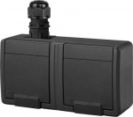 Socket outlet 2-gang, with lid, surface mounted IP65, anthracite 5045-67 | 5904161515760