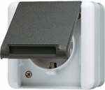 Socket outlet, with hinged lid, surface, 16A/250V, IP44, grey, WG800 820W | 4011377657502