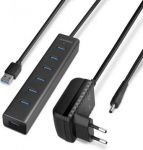 I/O HUB USB3.0 7PORT CHARGING/W/AC 1.2M HUE-SA7BP AXAGON HUE-SA7BP | 8595247903150