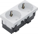 2-gang Schuko-socket-outlet Rastec 45, 2-pole 33&deg; 16A/250V pure white ESR2339010 | 4012002246016