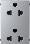 Color: Silver.   Rated voltage: 125 / 250 Vac.   Rated current: 15 / 16A.   Type B+C: 2P / NEMA 5-15R.   Duplex outlet.   Shuttered for child safety.   Screw terminals.   Size: 3 modules. 2CLA233800N1301 | 8427238230030