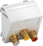 Media adapteris audio/video 3x vietīgs, rozete-rozete 45x45mm, PC, dzidri balts, 9010 6105198 | 4012195899761