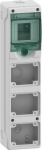 Mini enclosure for power outlet, Mureva Enclosure, 1x4 mod., 3 openings 65x85mm, (W)98mm x (H)392mm, 13177 | 3303430131779