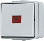 1-gang switch with indicator light, surface, IP44, 10AX/250V, 1-pole, grey, WG600 606KOW | 4011377308909