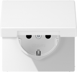 Socket outlet with hinged lid, 16A/250V, grounded, screwless, matt white, LS LS1520BFKLWWM  | 4011377188273
