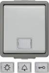 Pushbutton, 66x75mm, with window, 10A 250V, IP44, grey, DELTA flache 5TD4701 | 4001869005164