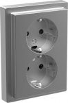 Socket outlet, 2-gang, stainless steel, Merten D-life MTN2420-6536 | 3606481388995