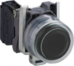 Black projecting complete pushbutton &Oslash;22 spring return 1NO unmarked. range of product: Harmony XB4 - device short name: XB4 - fixing collar material: zamak - mounting diameter: 22 mm - operator additional information: clear boot - additional informat ...