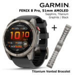GARMIN fēnix&reg; 8 Pro &ndash; 51 mm, AMOLED, Sapphire, Ti + 26mm Titanium Vented Bracelet spordikell 010-03199-11 / 010-12864-08