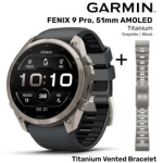 GARMIN Fenix 9 Pro 51mm AMOLED, Titanium Graphite / Black + Vented Titanium Bracelet spordikell 010-04337-26 / 010-12864-08