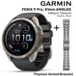 GARMIN Fenix 9 Pro 51mm AMOLED inReach, Titanium Graphite/Black + Vented Titanium Bracelet spordikell 010-04337-21 / 010-12864-08
